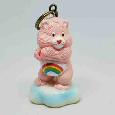 Vintage Care Bears Cheer Bear Attachable Key Chain Ring NEW Rainbow