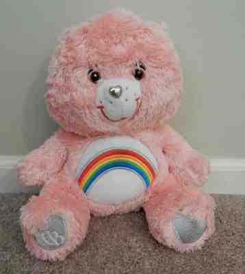 Swarovski Care Bear Pink Cheer Bear (Rainbow) Crystals in Eyes Plush Soft Toy