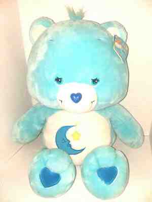 Care Bears Bedtime Bear Jumbo 28” Inch Lt Blue Plush 2002 Moon And Star Patch