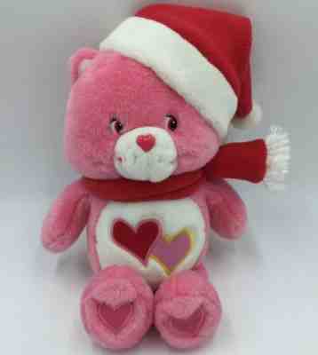 Care Bears Pink Heart Luv A Lot Love Christmas Santa Hat Plush Stuffed Animal A8
