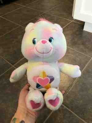 Care Bears True Heart Bear Pastel Tye Dye Rainbow Star Plush