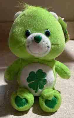 New W/ Tag ‘Care Bears’ Green Good Luck Bear, Plush W/ Pellets 2002