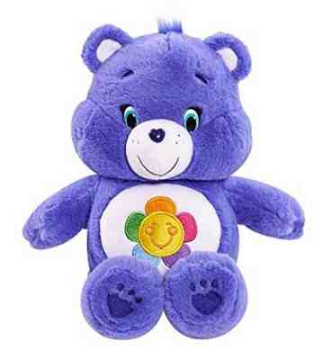 Care Bears Purple Plush Medium Harmony Bear Rainbow Flower Crystal Eyes No DVD
