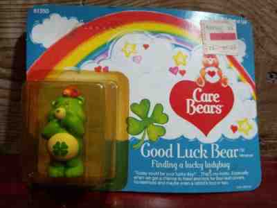 1984 Vintage Good Luck Bear Figure Care Bears Miniatures #14 Finding a LadyBug