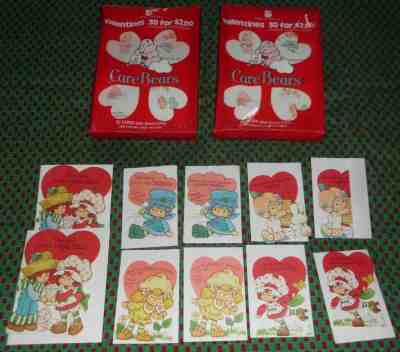 Vintage 1987 Care Bears Classroom Valentines Cards + Strawberry Shortcake! 