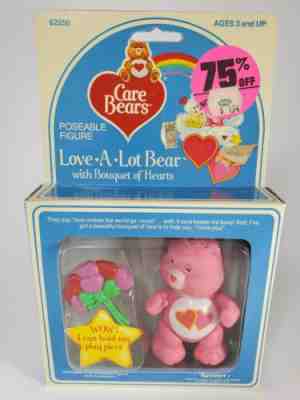 Vintage Care Bears Poseable Figure Love-A-Lot Bear Bouquet Accessory Kenner MIB