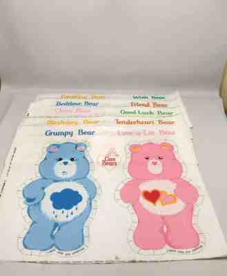Vtg Care Bears Pillow Form Fabric Ready to Sew All 10 Original Bears 1983 NOS 