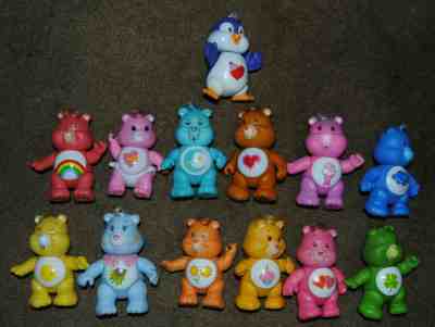 VINTAGE Care Bear lot of 13 1982-1984 different poseable figurines, used
