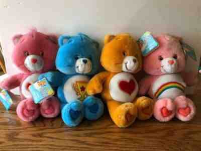Vintage Lot of 2002-2003 Care Bears Plush Stuffed Animals New With Tags 13” (4)