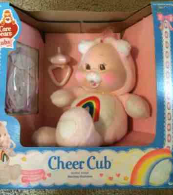 Vintage Cheer Cub Care Bears Cubs 80s Rainbow Flocked Face New In Box