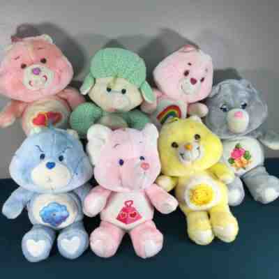 7 Vtg Care Bears Plush Lot 1983 1984 Kenner Grumpy Lamb Elephant Grams 80s