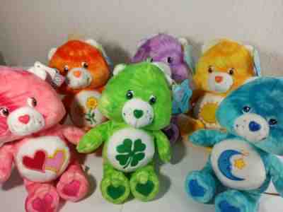 Lot of 6 Care Bear Special Edition TIE DYE Plush Rare New Love Luck Bedtime 8
