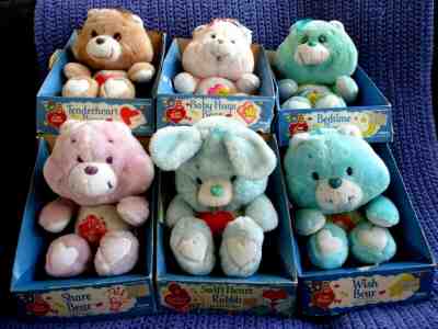 (Lot of 6) Vintage Kenner Care Bears and Care Bear Cousin New In Box
