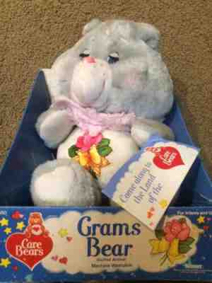 Vintage Grams Bear Super Rare Box Grandma Scarf Care Bears 1984 New In Box Tags