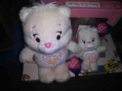 Lot Of 2 Sparkle Heart Care Bears Plush & Mascot Set NWT