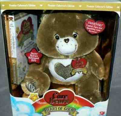 New! Care Bears HEART OF GOLD~ BROWN Premier Edition in box~SWAROVSKI Eyes +DVD 