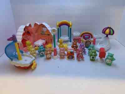 Lot of Care Bears Play Set 2003 - House Swing Boat 4 Sitting 6 Standing Bears