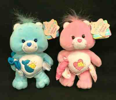 NWT Set 2 Care Bears 2003 Collectors Edition Pink Baby HUGS & Blue TUGS - RARE