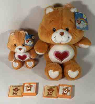 NWT Care Bears Tenderheart 20th anniversary 12” & 8” & Vintage Necklace & Pin