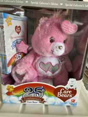 Vintage 25th Anniversary Care Bears In Box Swarovski Crystal Eyes Pink Bear Rare