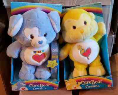 Play Along Care Bear Cousins Loyal Heart Dog Plush Playful Heart Monkey VHS