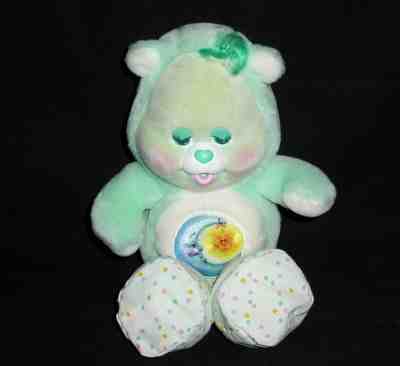 VTG Kenner 1986 Care Bear Baby Bedtime Cub Flocked Face Booties Stuffed Animal 