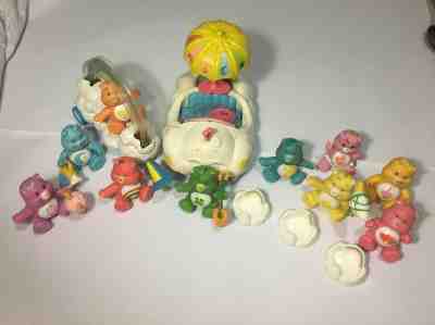 Care Bear Vintage PVC Poseable Figures and Cloud Car Rainbow Roller, accessories