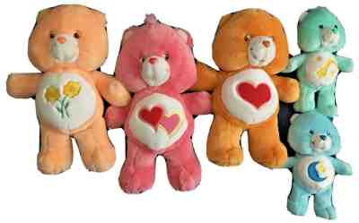 Care Bears Plush Lot Love-a-lot Tenderheart Friend Bedtime Wish Bears 9 & 13 in