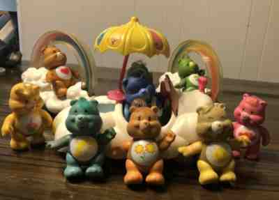 Vintage Care Bear lot of poseable figurines and cloud car, used