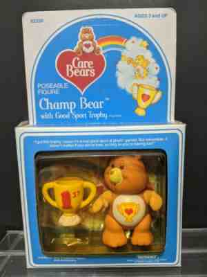 Vintage Care Bear Champ Bear with Good Sport Trophy Figure sealed unpunched