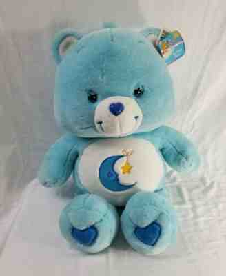 Care Bears Bedtime Bear Jumbo 28” Light Blue Plush 2002 Moon And Star Patch, NEW