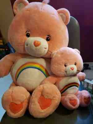 Care Bears Pink Plush Cheer Bear Stuffed Animal Rainbow Large and Small
