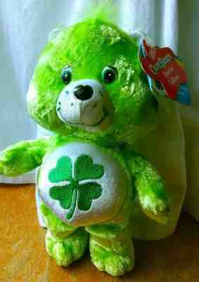Charmers Care Bear Irish Shamrock Green Jewel Good Luck Bear NWT Rare Plush 