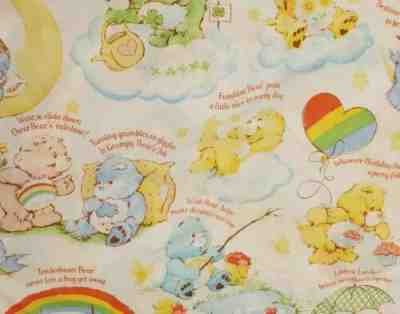 Vtg Care Bears Twin Flat Sheet 1982 Sears Crafts Fabric Grumpy Bedtime Bear AGC