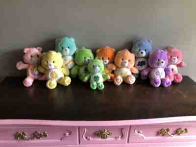 Great Lot Of of 10 plush Care Bears: Vintage 1990s, 2002 & 2003, 13 Inches
