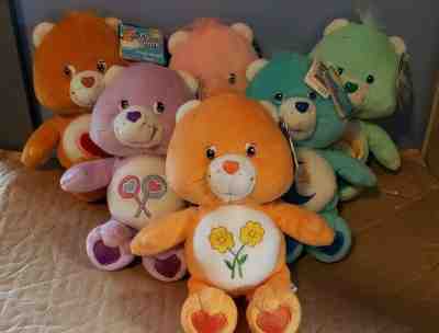 LOT OF 6 PLUSH BEAN BAG CARE BEARS WITH TAGS BEDTIME WISH FRIEND SHARE CHEER