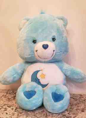 Care Bears Bedtime Bear Jumbo 28” Lt Blue Plush 2002 Moon And Star Patch VHTF!