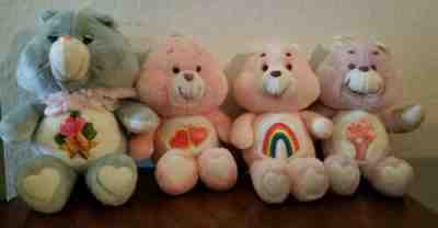 Lot of 4 1980s Care Bears Plush Grams '83, Love-A-Lot '83, Share '85, Cheer '83
