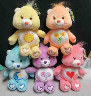 5 CARE BEARS SPECIAL ED. LIL' GLOWS 2004 - PRE-OWNED WITH ALL TAGS - EX. COND.