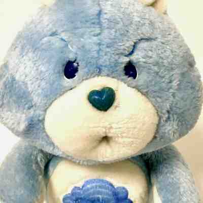 Vtg Care Bear Plush Grumpy Bear Stuffed Animal Kenner Blue Cloud Hearts Original