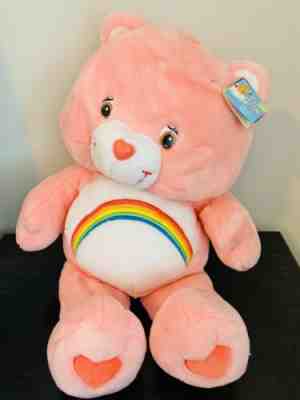 CARE BEARS Cheer Bear Plush Rainbow 2002 Jumbo 27 inch With Tags Excellent