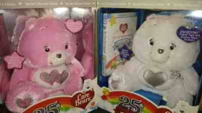 Care Bears 25th Anniv Bear w/ DVD Special Collector's Edition both pink & white