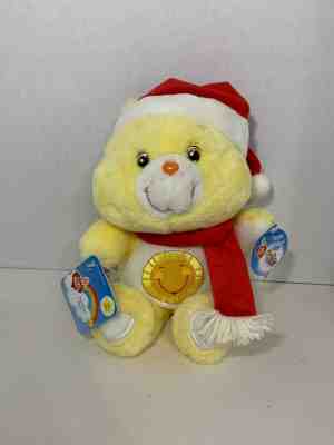 Care Bears Christmas Funshine Bear Plush W/Tags 20th anniversary 2002 Santa hat