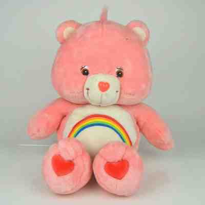 Care Bears Cheer Bear Pink Rainbow Teddy Bear Plush Doll  2002 Jumbo 27