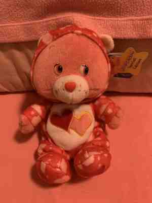 Care Bears 2005 PJ PARTY Love-a-lot Bear 8” - RARE! Collectible with tags! 