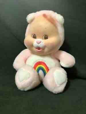 Vintage Care Bears Cheer Bear Baby Cub Flocked Face Pink 80s
