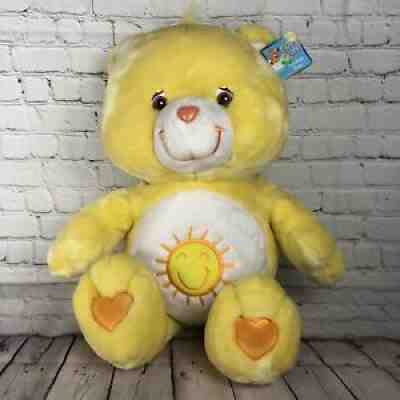 Care Bears Jumbo 26â? Yellow With Sunshine Sunshine Bear 2002 Plush XL NWT