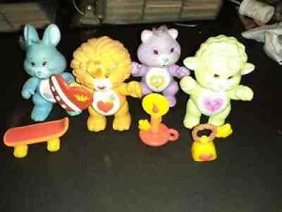 4 Vintage Care Bears Cousins Poseables w/ accessories Brave swift heart lamb