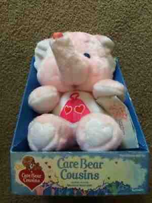 Vintage Care Bears Cousins Stuffed Elephant Plush 1985 Lotsa Heart Pink Toy 13in