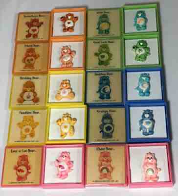 New In Box Care Bears Lot Of 10 Vintage Pins 1985 Grumpy Good Luck Cheer Wish
